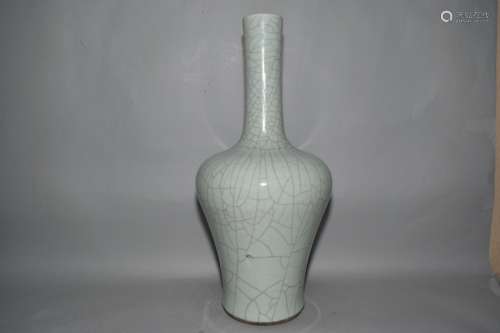 19-20th C. Chinese Faux Ge Glaze Long Neck Vase