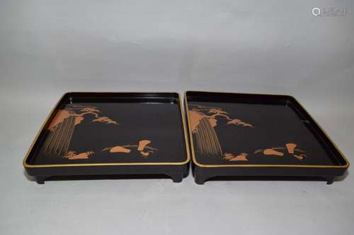 Two19-20th C. Japanese Maki-e Trays