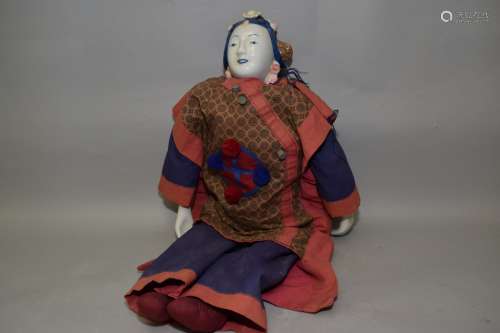 19-20th C. Thai Porcelain Face Doll