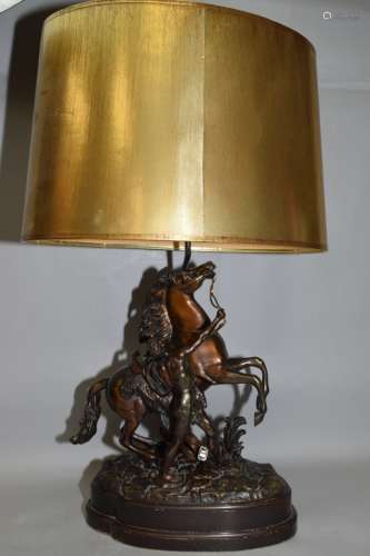 After Guilaume Coustou, Marly Horse Bronze Sculpture Lamp