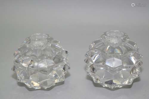 Pair of Tiffany & Co. Crystal Candle Holders
