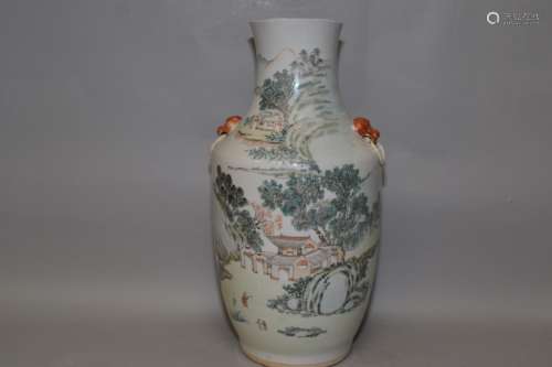 19th C. Chinese Famille Verte Vase, Dai YuCheng