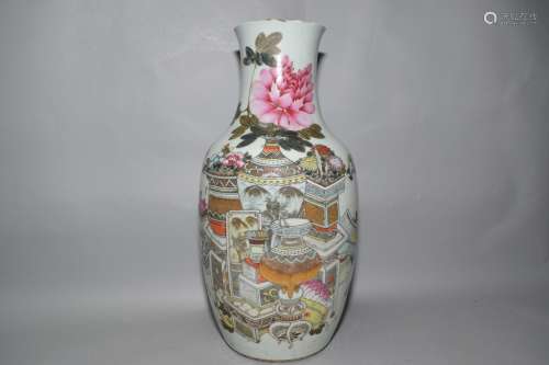Late Qing Chinese Famille Verte Vase, Shan JingTing