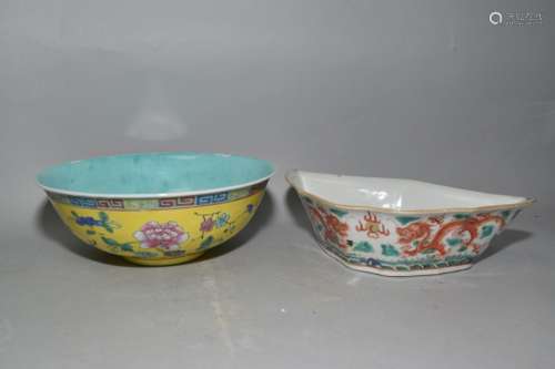 Two 19-20th C. Chinese Famille Rose Bowls