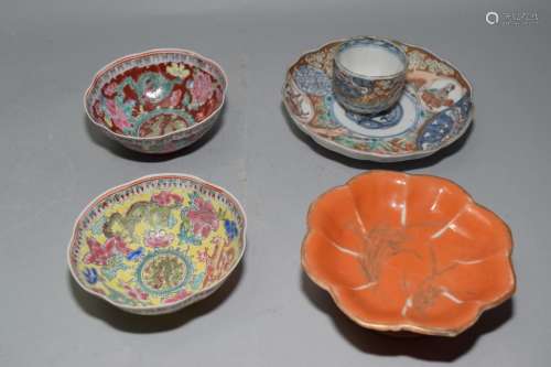 Group of 19-20th C. Chinese Famille Rose Tea Wares