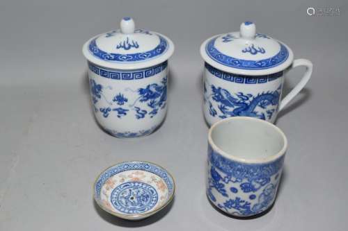 Group of Chinese Blue and White Tea Wares