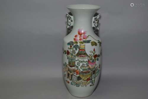 19-20th C. Chinese Famille Verte Vase, Xu PinHeng