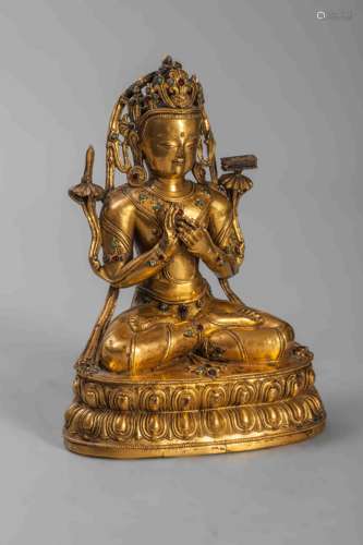 Qing bronze Padmapani Lokeshvara