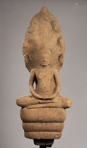 Khmer stone Mucilinda Buddha