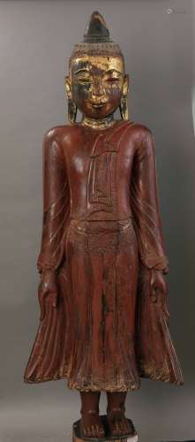 Pagan tall wooden standing Buddha