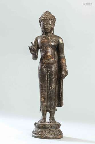 Dvaravati bronze standing Buddha