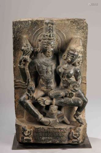 Indian Bihar black stone Vishnu Lakshmi