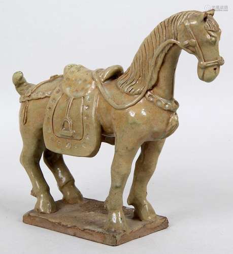 ming glazed terracota Harnassed horse
