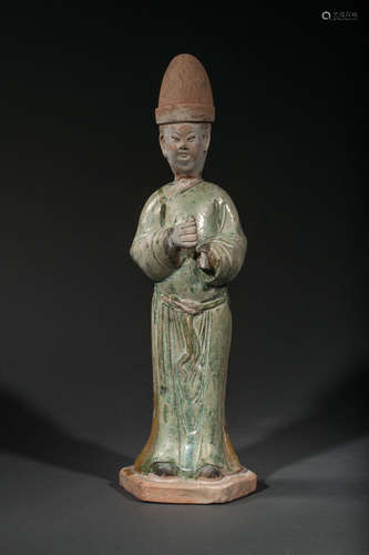 ming glazed terracota standing dignitary