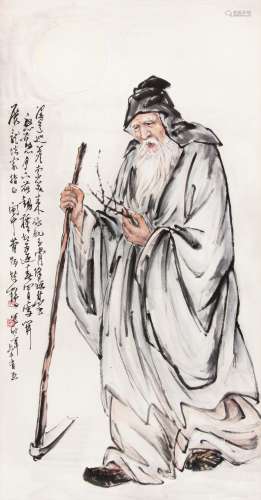 陈鹤 （1908-1992） 人物 设色纸本立轴