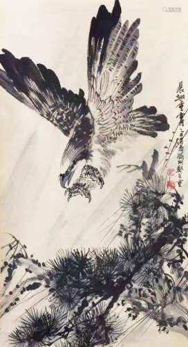 郑百重 （b.1945） 展翅重霄 设色纸本立轴