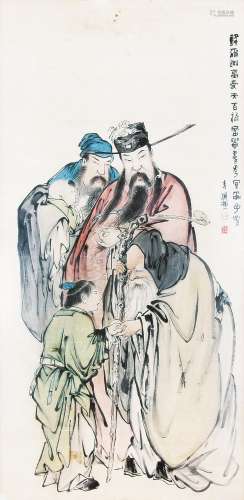 李耕 （1885-1964） 富贵寿考 设色纸本镜框