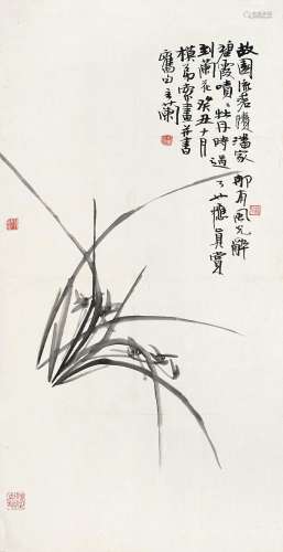 潘主兰 （1909-2001） 兰花 水墨纸本镜框