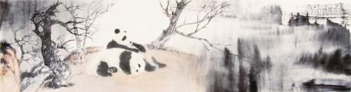 吴孔庭 （b.1974） 熊猫 设色纸本镜片