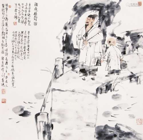 郭东健 （b.1956） 闲庭雅静 设色纸本镜片