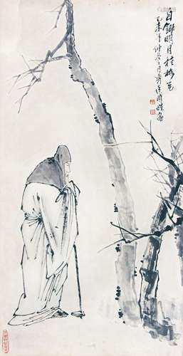 周秀廷 （1928-2007） 自锄明月种梅花 水墨纸本立轴