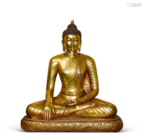清中期 铜鎏金释迦佛像
