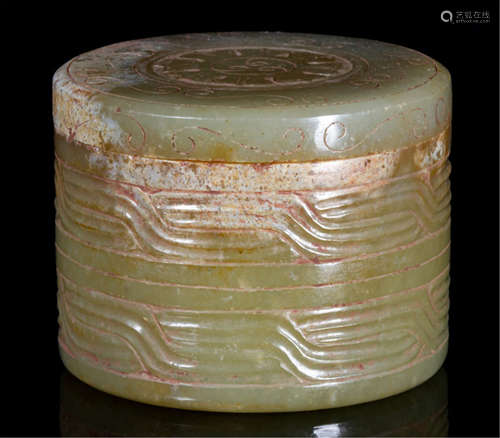 A CHINESE HETIAN JADE ROUGE BOX