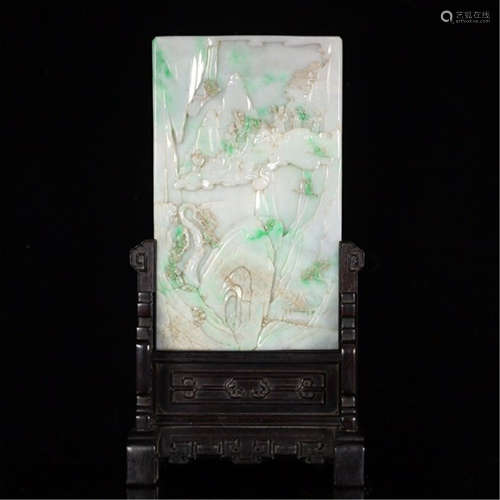 A CHINESE JADEITE EIGHT IMMORTALS TABLE SCREEN