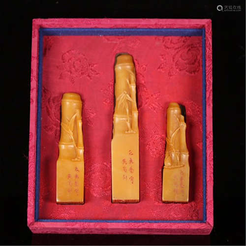 CHINESE SOAP STONE TIANHUANG BAMBOO SEALS