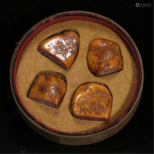 CHINESE SOAP STONE FOUR SEALS