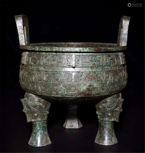 A CHINESE BRONZE TRIPLE FEET CENSER