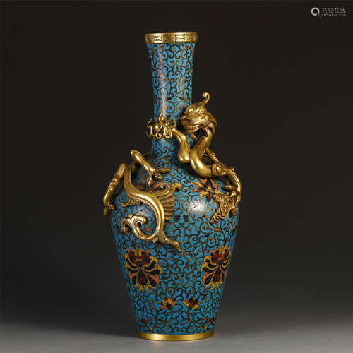 A CHINESE CLOISONNE DRAGON VASE