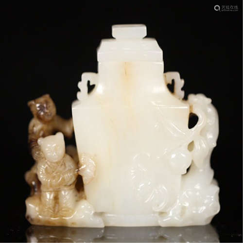 A CHINESE HETIAN JADE BOY VASE