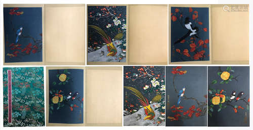 PAGES OF CHINESE ALBUM PAINTING OF FLOWER AND BIRD