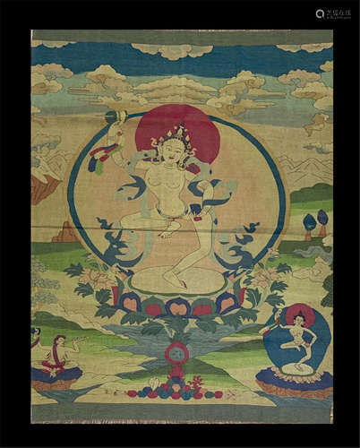 TIBETAN KESI THANGKA OF STAND BUDDHA