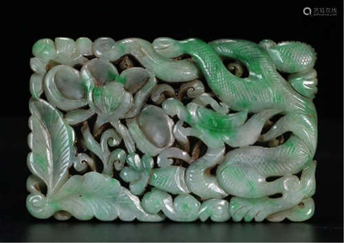 A CHINESE JADEITE DRAGON TABLE ITEM