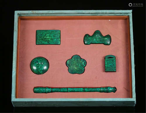 CHINESE GREEN JADE SCHOLAR'S OBJECT