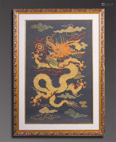 A CHINESE KESI DRAGON HANGED SCREEN