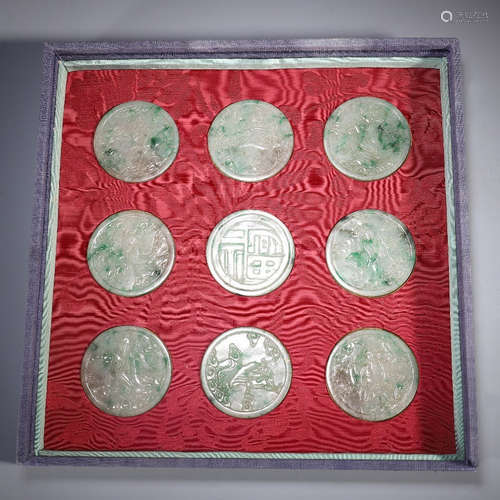 CHINESE JADE EIGHT ITEM PLAQUE