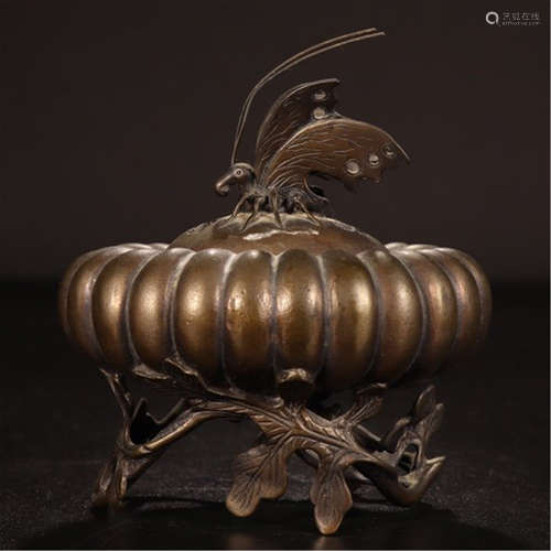 A CHINESE BRONZE MELON CENSER