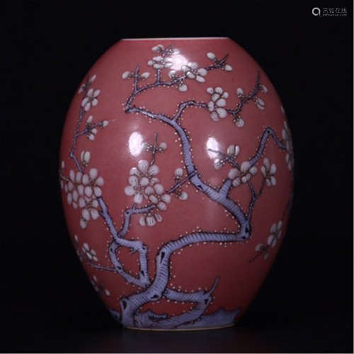 CHINESE PORCELAIN FAMILLE CIRCLE FLOWER WATER POT