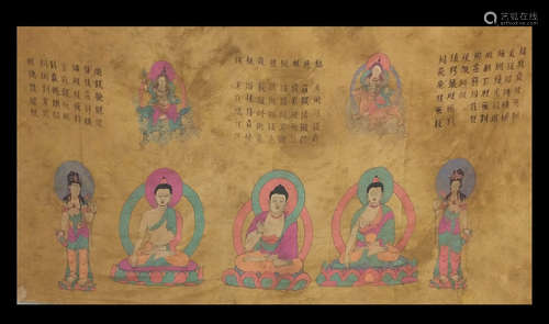 CHINESE SCROLL  TIBETAN  PAINTING BUDDHIST GUARDIAN