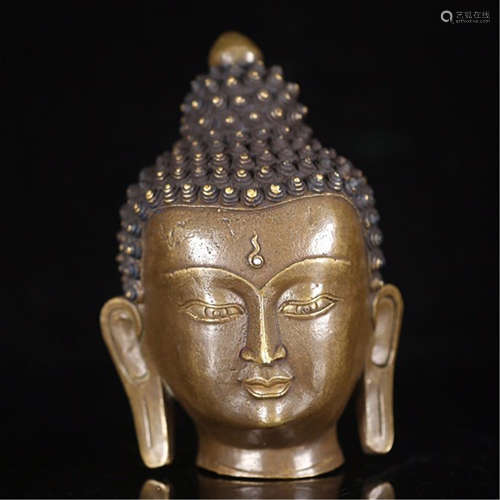 CHINESE ANCIENT BRONZE BUDDHA HEAD