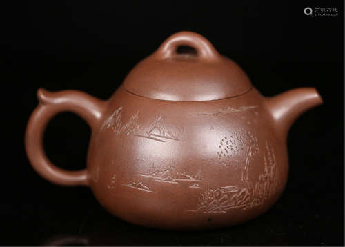 A CHINESE ANCIENT ZISHA CLAY TEA POT