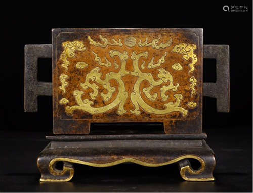 A CHINESE BRONZE DOUBLE HANDLE HORSE CENSER