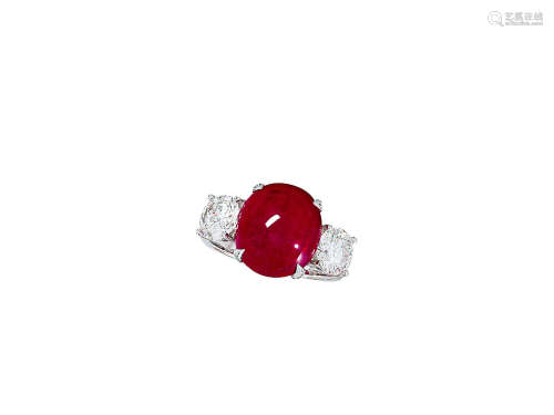 9.93卡拉「緬甸」紅寶石配鑽石戒指鑲18K白金