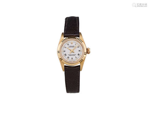 勞力士18K黃金自動上鏈皮帶女裝腕錶