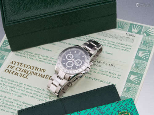 未使用勞力士Cosmograph Daytona型號116520精鋼計時自動上鏈鏈帶男裝腕錶 (附保證書及盒)