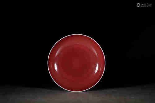 清乾隆  霁红釉盘