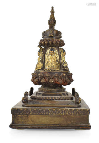 STUPA, BRONZE, TIBET, UM 1900